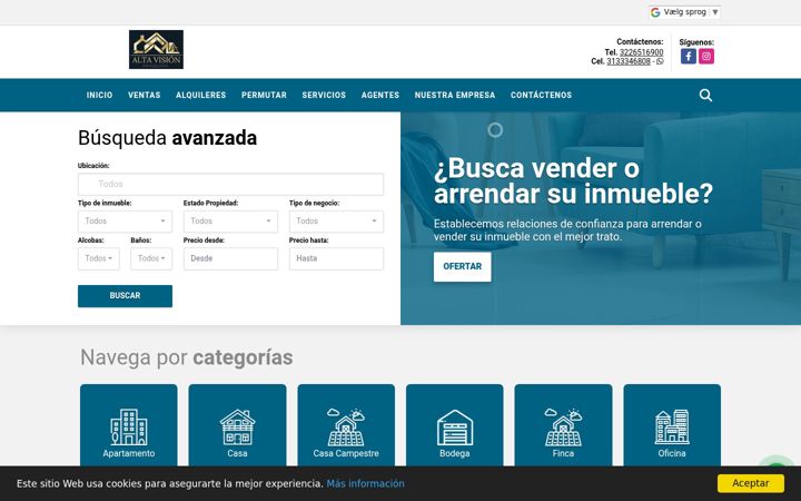 Screenshot ta' altavisioninmobiliaria.com.co