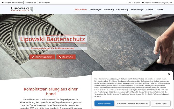 Screenshot of altbausanierung-lipowski-bremen.de