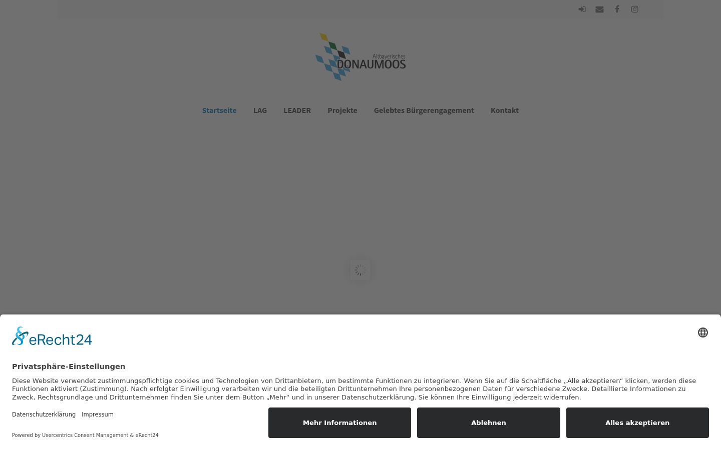 Screenshot des Einwilligungsbanners vor jeglicher Interaktion
