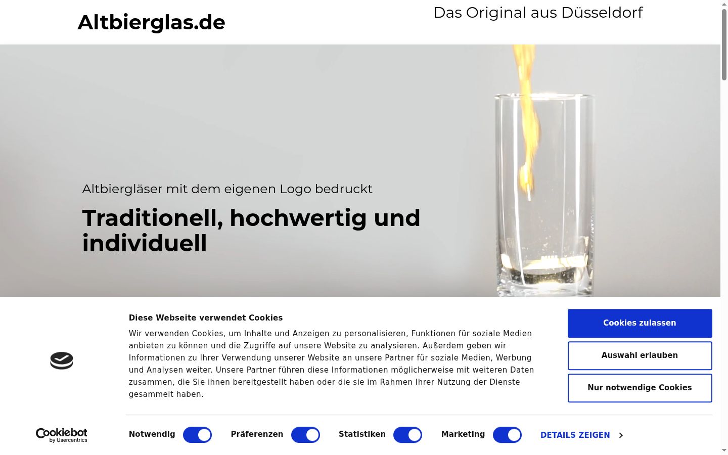 Screenshot des Einwilligungsbanners vor jeglicher Interaktion