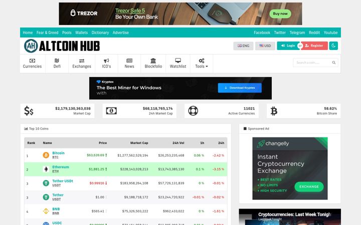 Screenshot of altcoin-hub.com