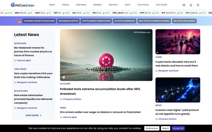 Screenshot of altcoindesk.com