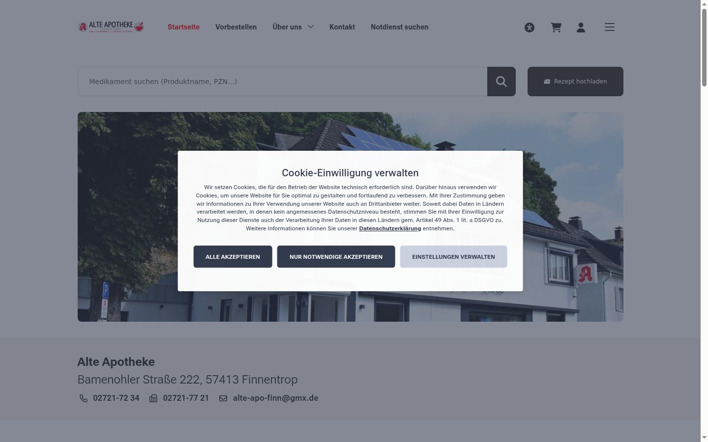 Screenshot del banner di consenso mostrato prima di qualsiasi interazione