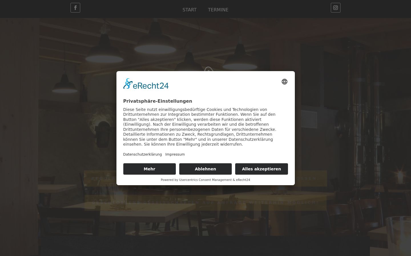 Screenshot of the consent banner shown before any interaction