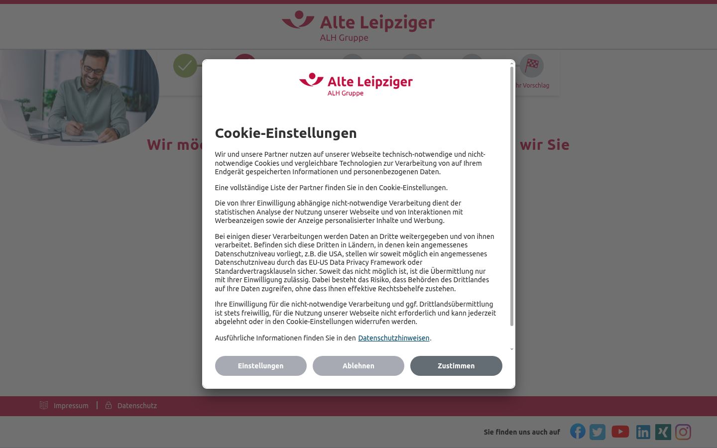 Screenshot of the consent banner shown before any interaction
