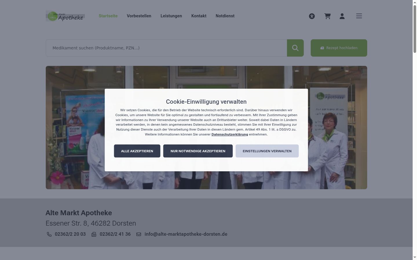 Screenshot del banner di consenso mostrato prima di qualsiasi interazione