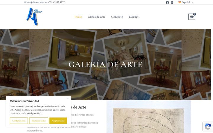 Posnetek zaslona alteaartistica.art