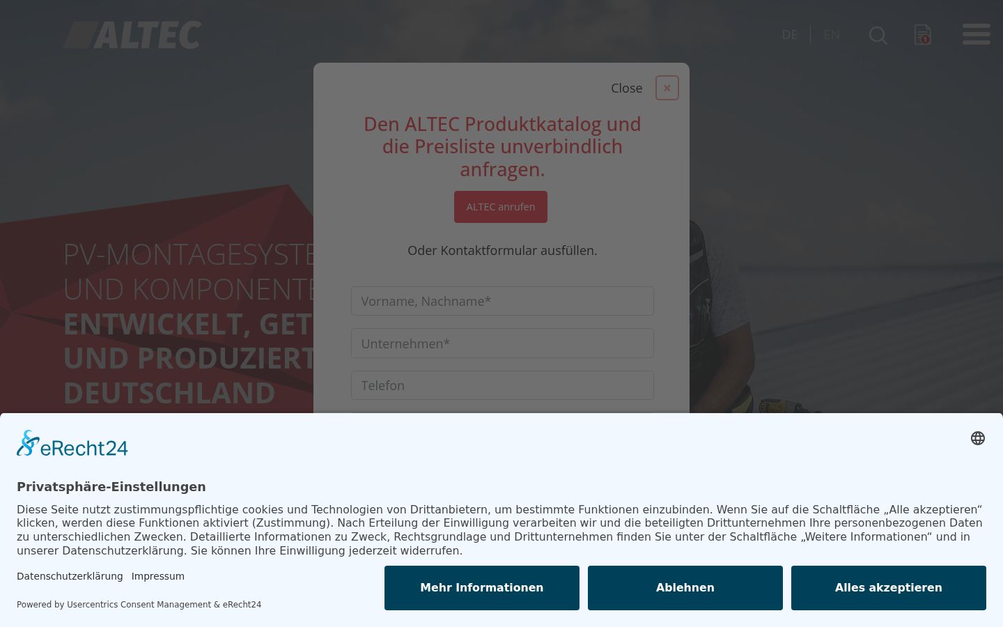 Screenshot del banner di consenso mostrato prima di qualsiasi interazione