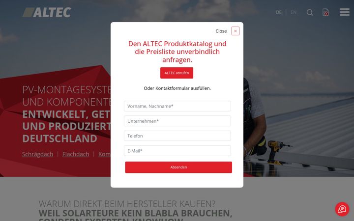 Screenshot of altec-pv-montagesysteme.de