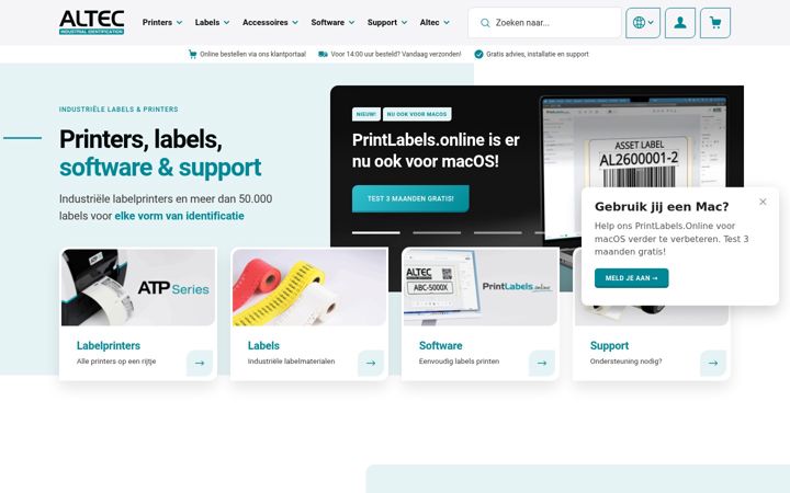 Skjámynd af altec.nl