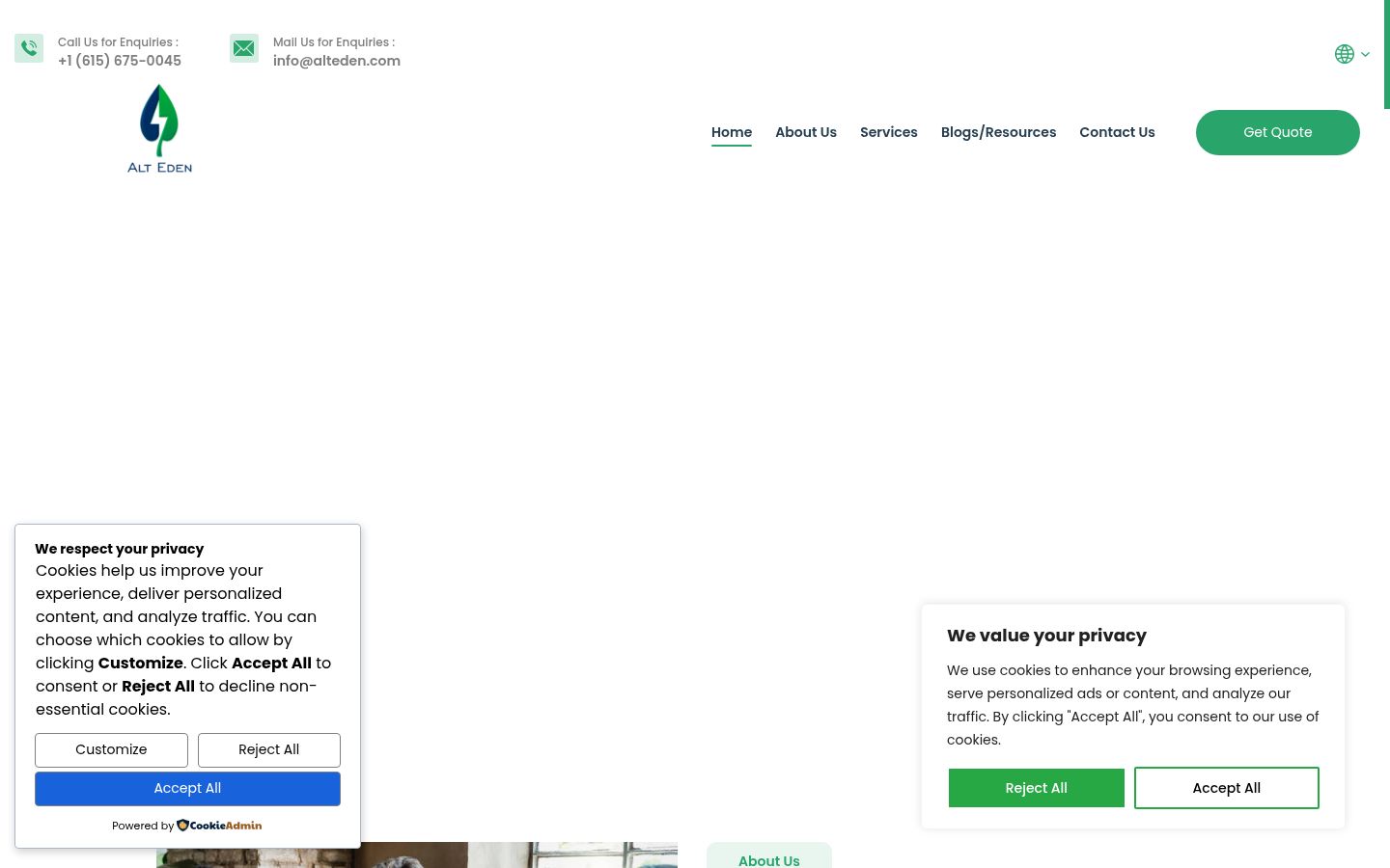 Screenshot des Einwilligungsbanners vor jeglicher Interaktion