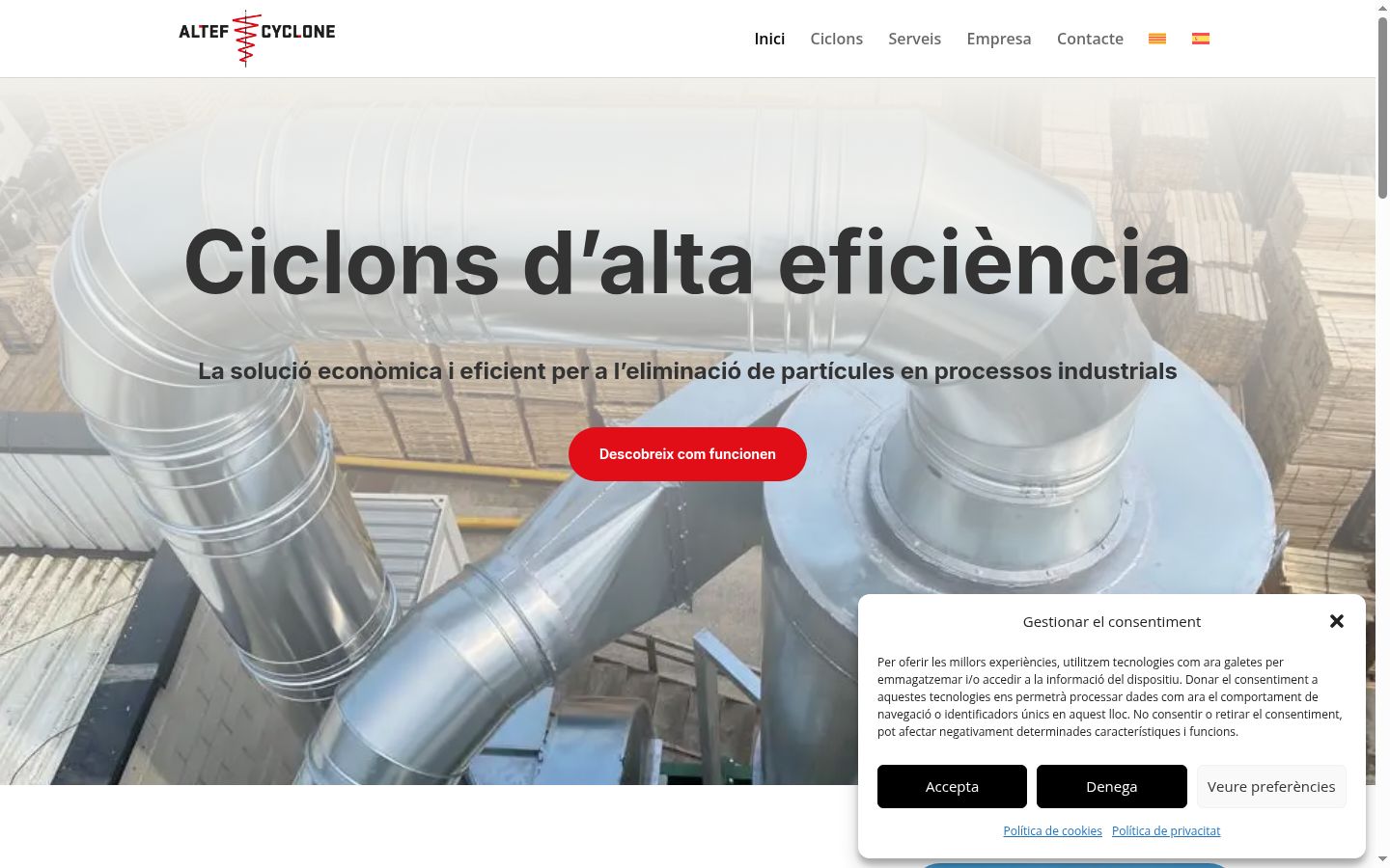 Screenshot del banner di consenso mostrato prima di qualsiasi interazione
