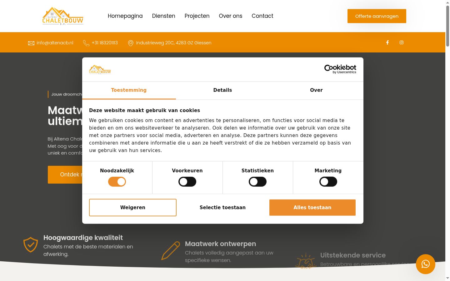 Screenshot des Einwilligungsbanners vor jeglicher Interaktion