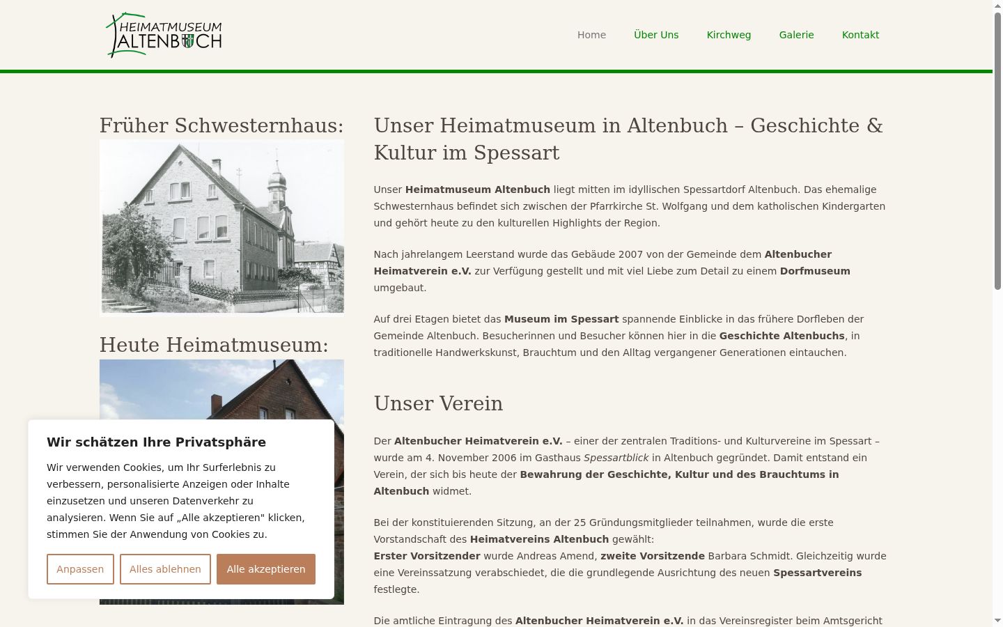 Screenshot des Einwilligungsbanners vor jeglicher Interaktion