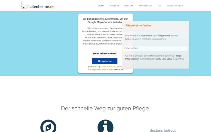 Screenshot of altenheime.de