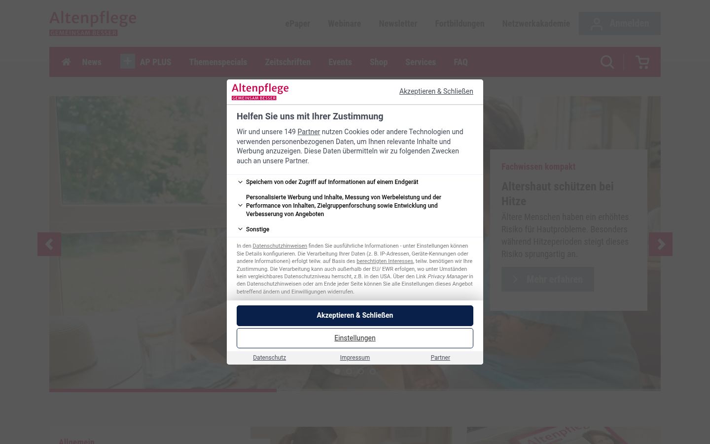Screenshot of the consent banner shown before any interaction
