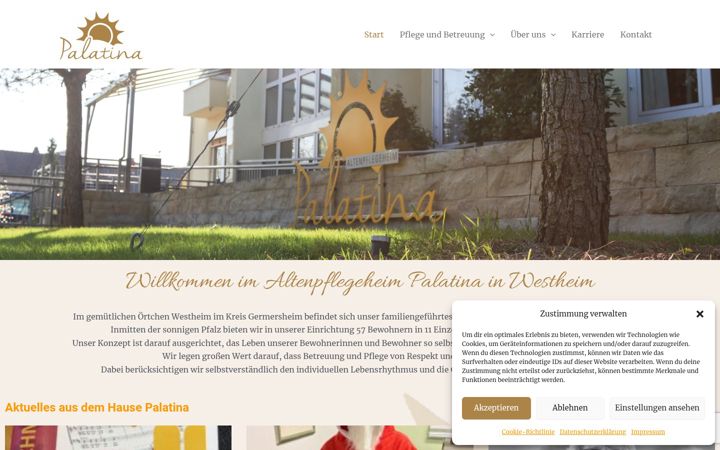 Screenshot of altenpflegeheim-palatina.de