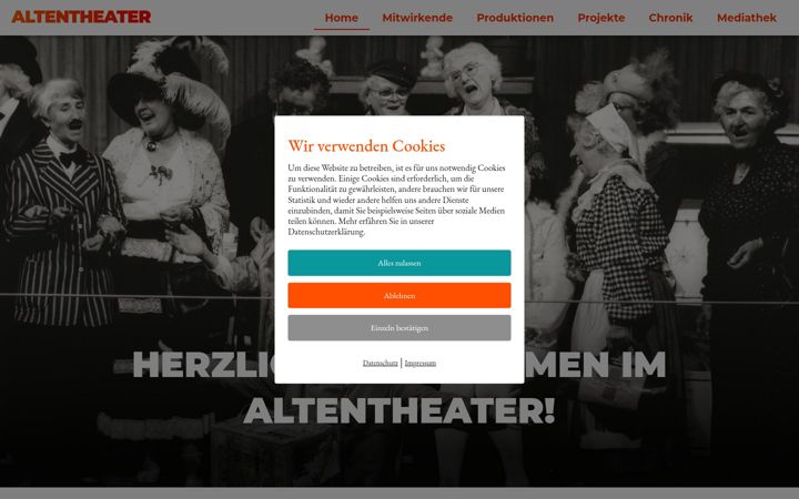 Skjámynd af altentheater.de
