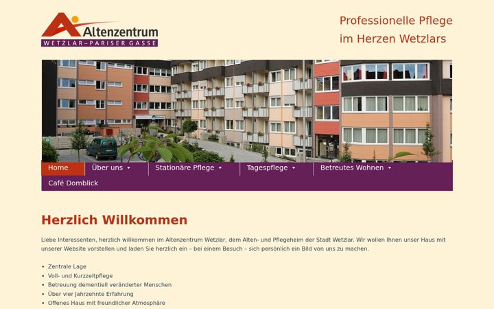 Screenshot of altenzentrum-wetzlar.de