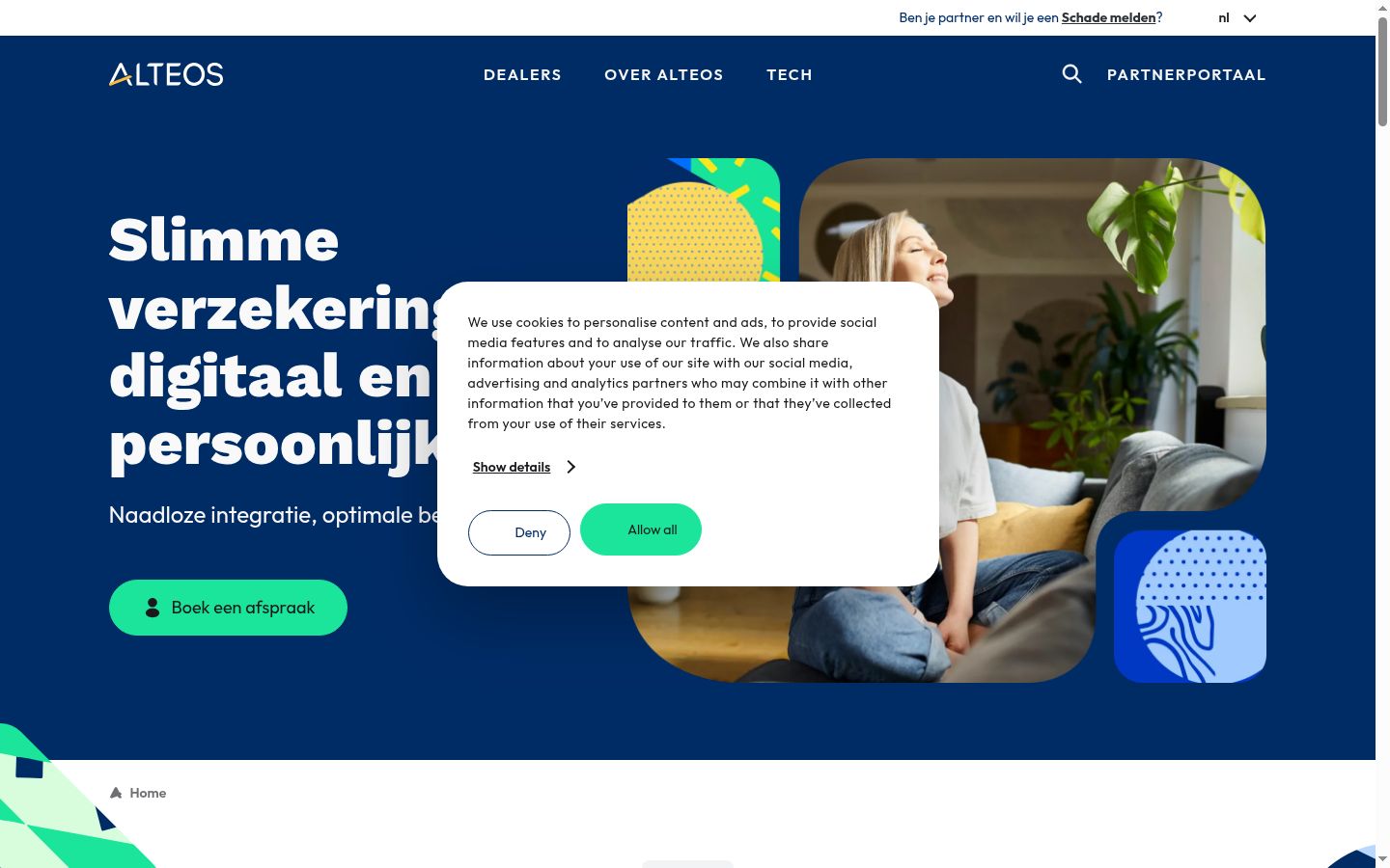 Skærmbillede af samtykkebanneret, som det blev vist før nogen interaktion