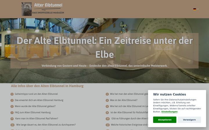 Screenshot van alter-elbtunnel-hamburg.de