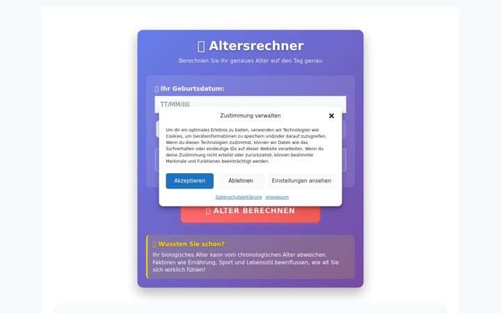 Screenshot of alter-rechner.de