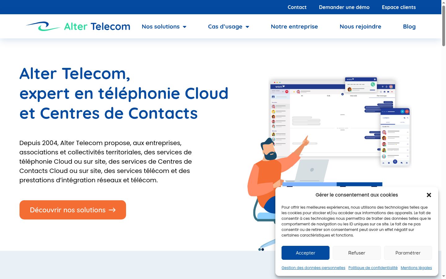 Screenshot del banner di consenso mostrato prima di qualsiasi interazione