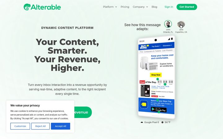 Screenshot of alterable.com