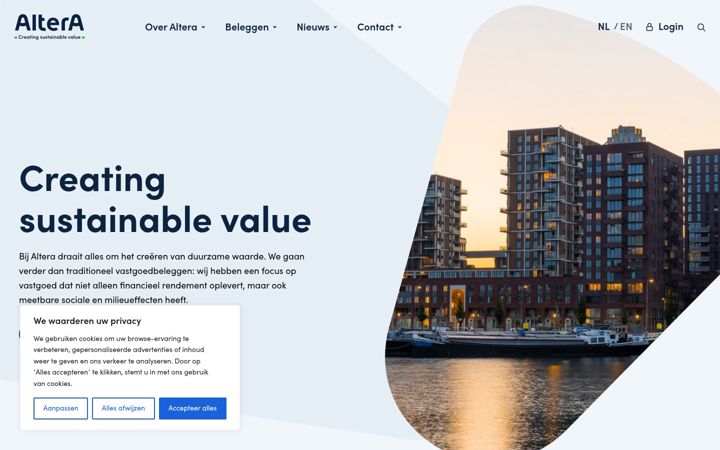Screenshot of alteravastgoed.nl