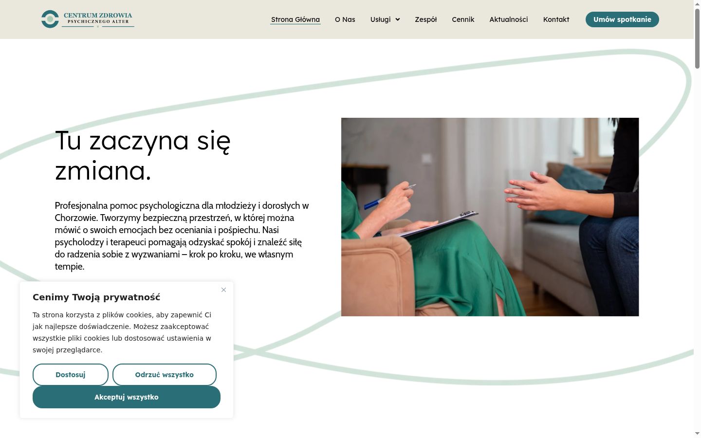 Zrzut ekranu banera zgody wyświetlanego przed jakąkolwiek interakcją