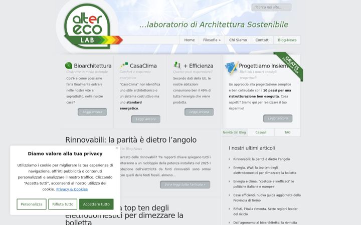 Ekrano kopija alterecolab.it