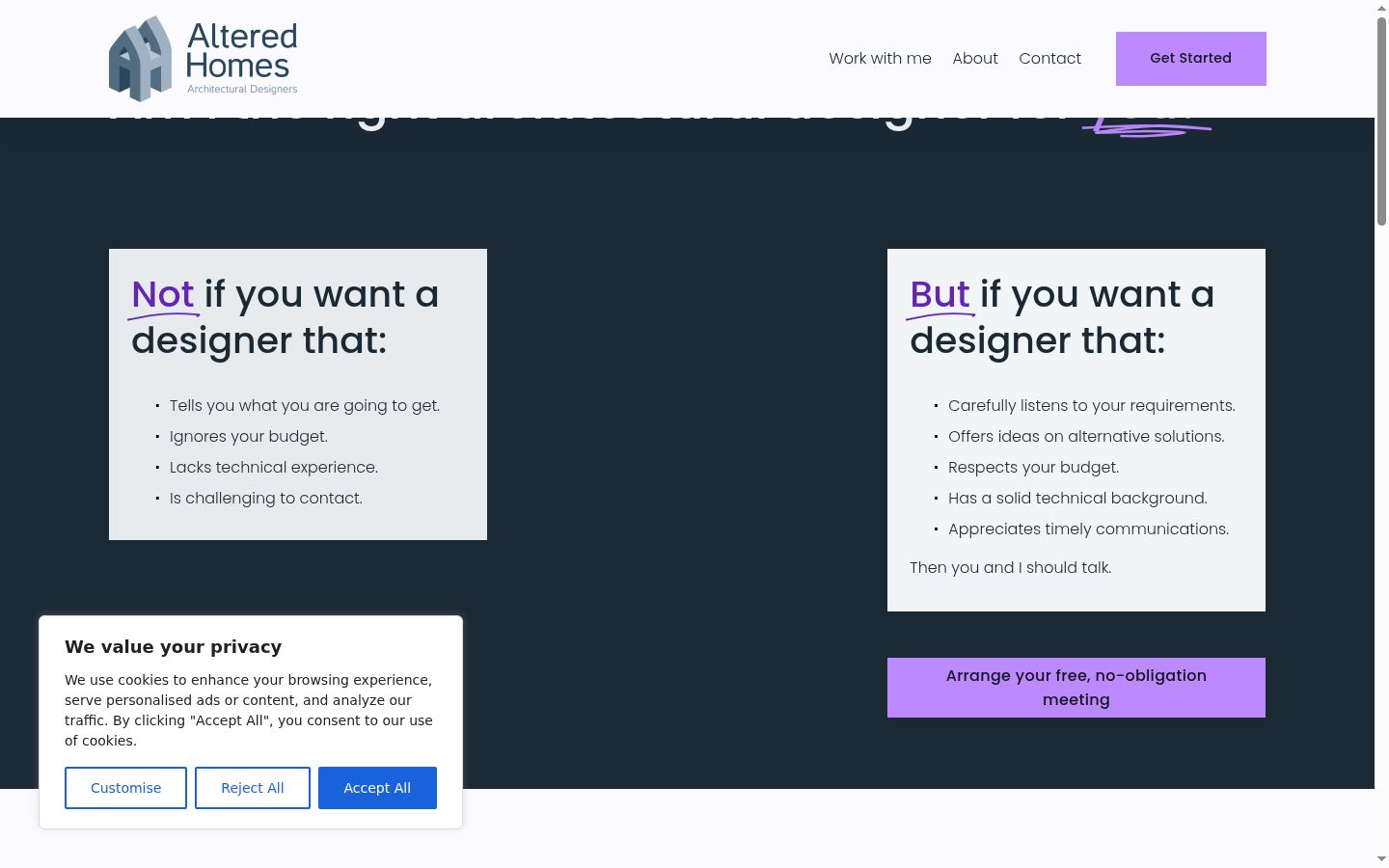 Screenshot del banner di consenso mostrato prima di qualsiasi interazione