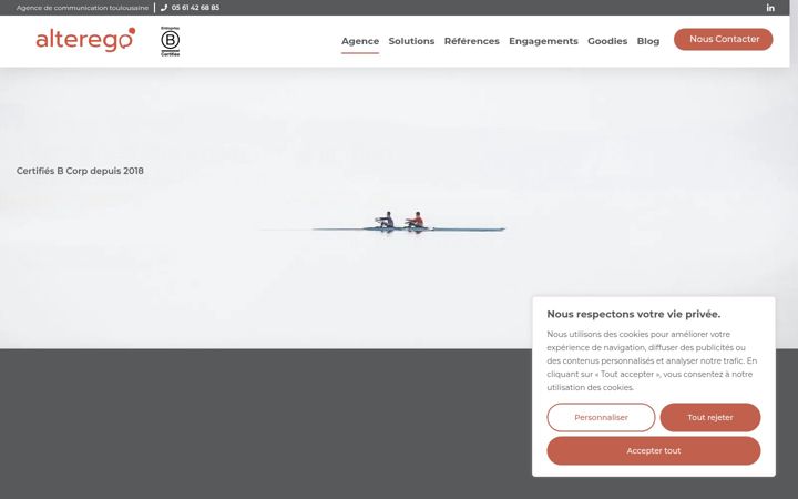 Kuvakaappaus sivustosta alterego-communication.com