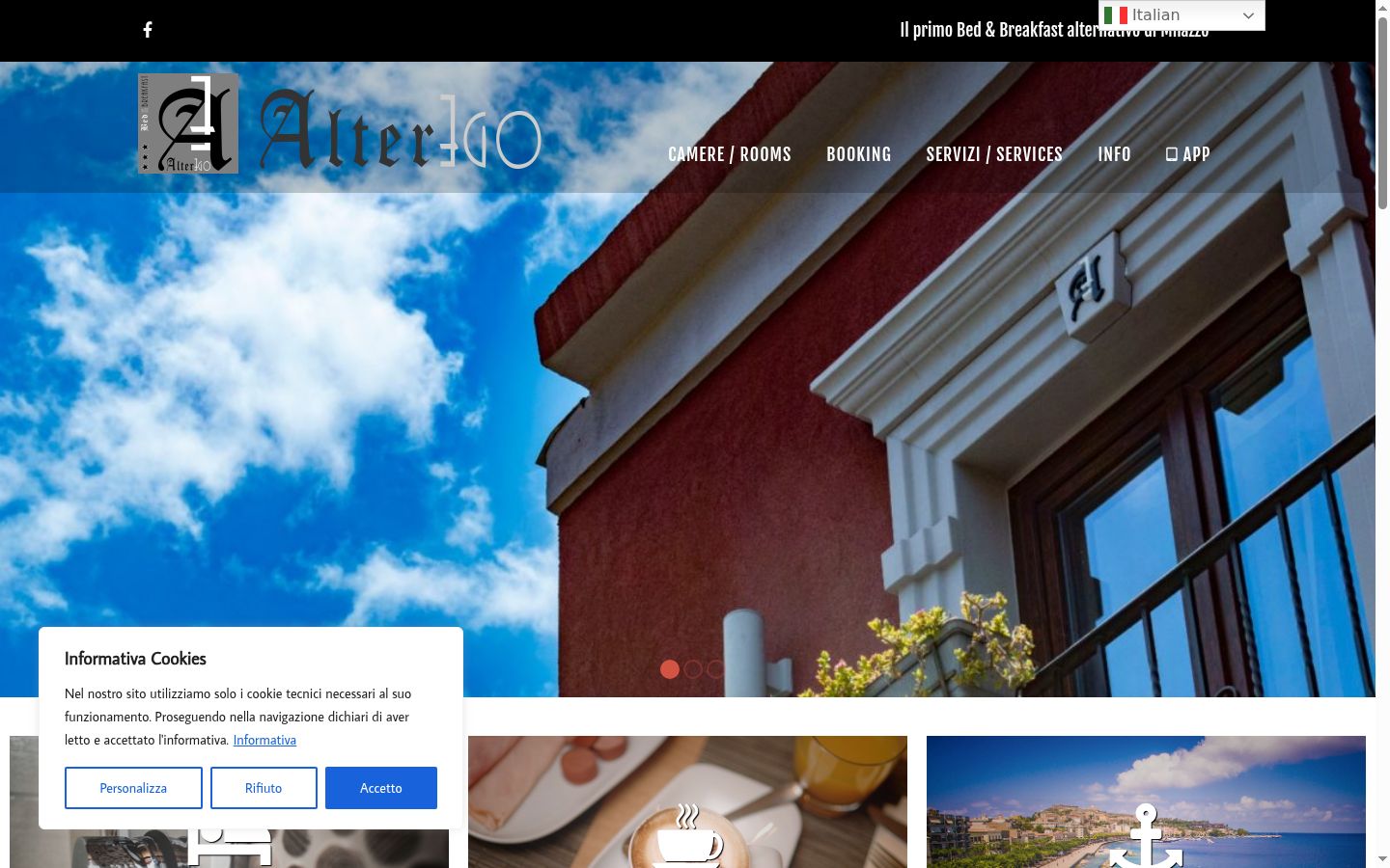 Screenshot del banner di consenso mostrato prima di qualsiasi interazione