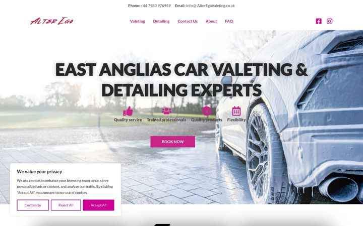 Screenshot of alteregovaleting.co.uk