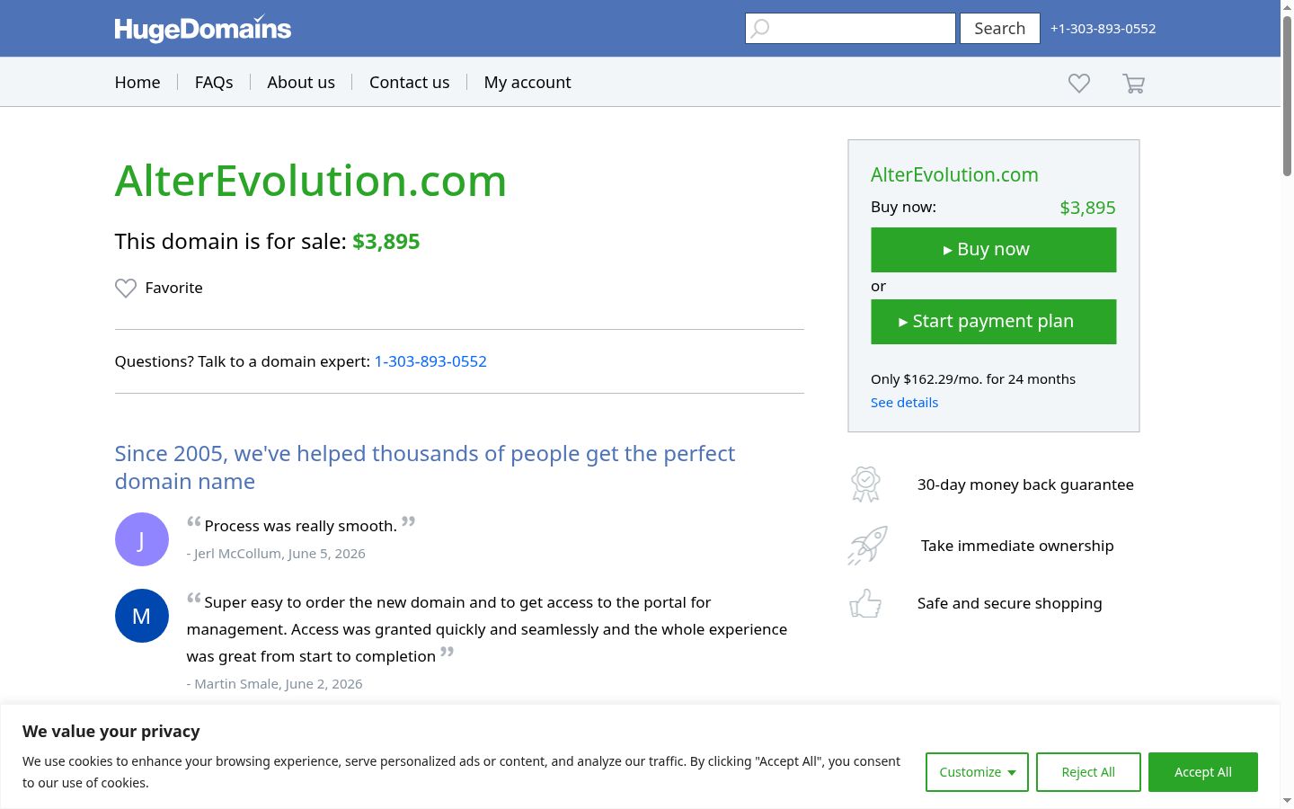 Screenshot of the consent banner shown before any interaction