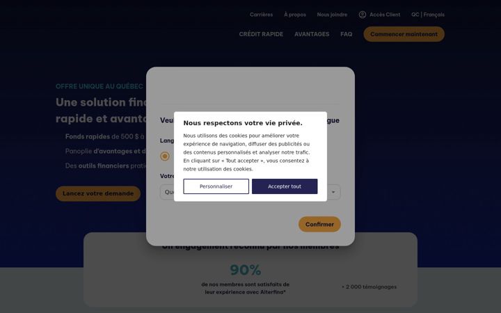 Screenshot of alterfina.ca