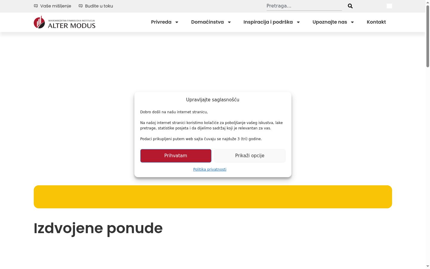 Screenshot van de toestemmingsbanner zoals getoond vóór enige interactie