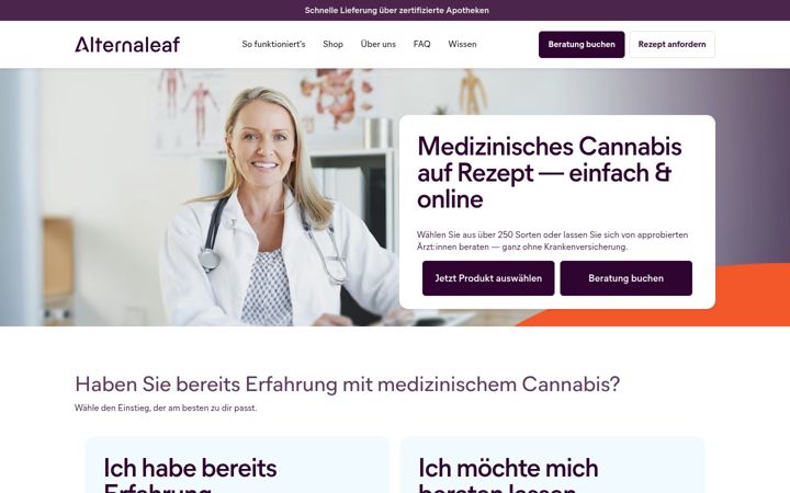 Screenshot of alternaleaf.de