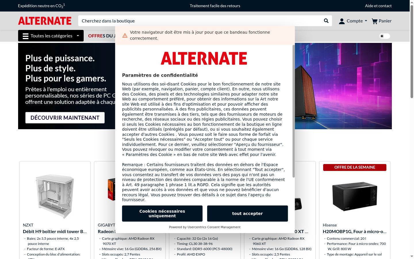 Screenshot tal-banner tal-kunsens muri qabel kwalunkwe interazzjoni
