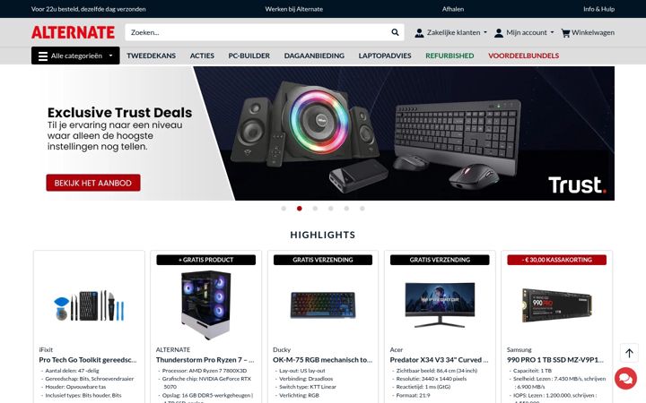 Screenshot of alternate.nl