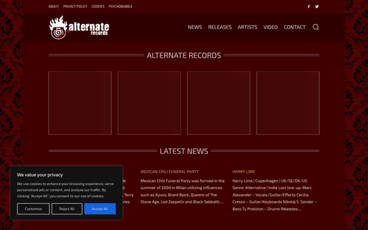 Ekraanipilt saidist alternaterecords.com