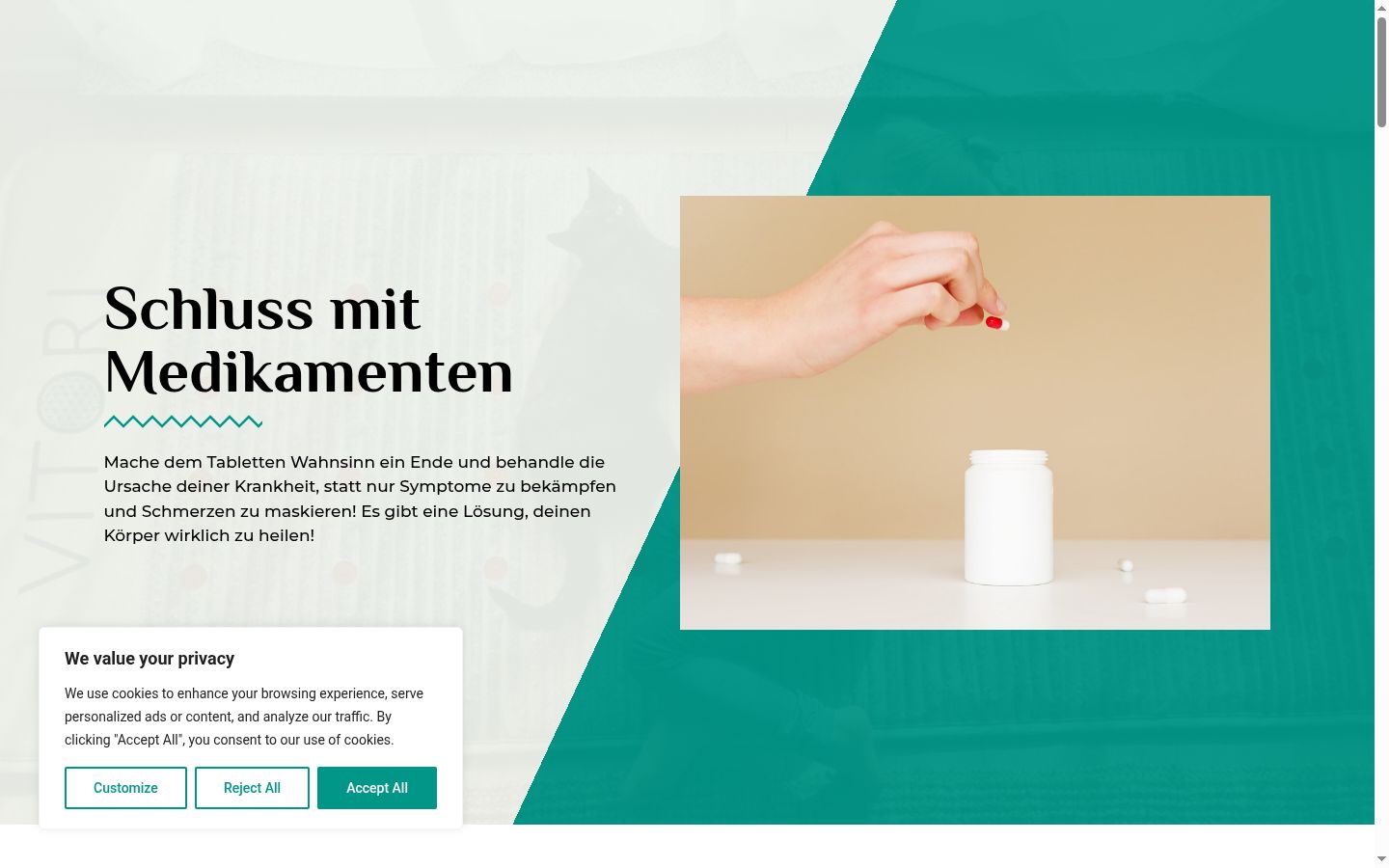 Screenshot des Einwilligungsbanners vor jeglicher Interaktion