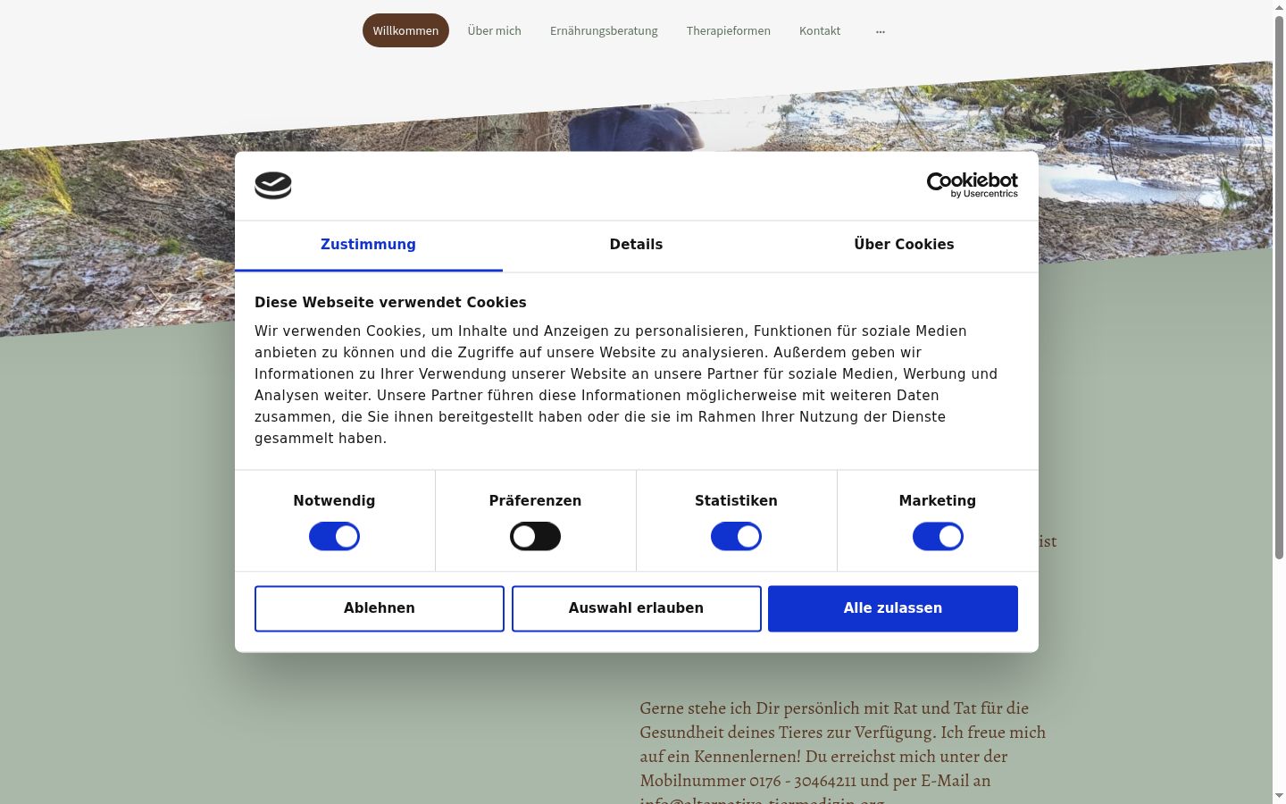 Captura de ecrã do banner de consentimento apresentado antes de qualquer interação