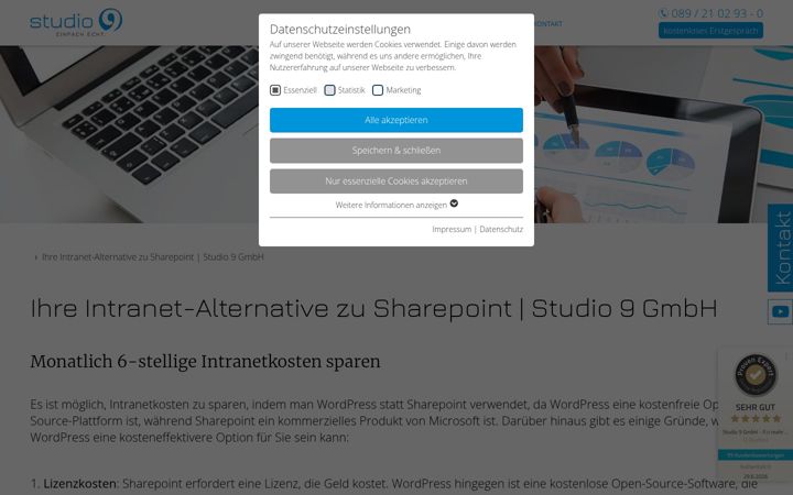 Skærmbillede af alternative-zu-sharepoint.de
