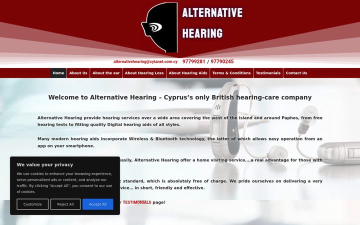 Skjermbilde av alternativehearingcyprus.com