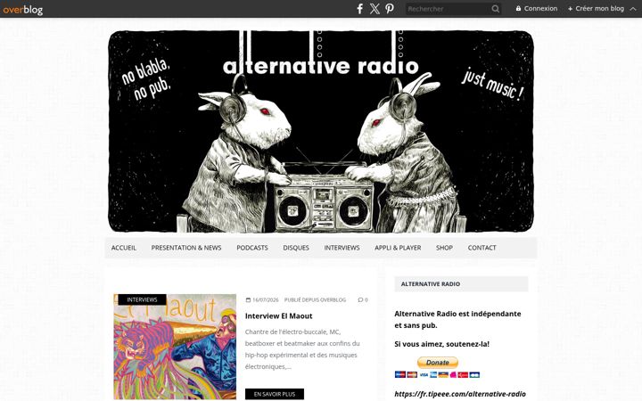 Snímek obrazovky alternativeradio.fr