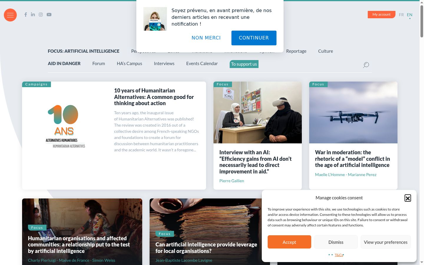 Screenshot del banner di consenso mostrato prima di qualsiasi interazione