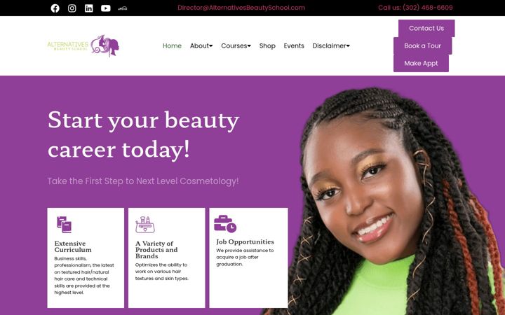 Screenshot von alternativesbeautyschool.com