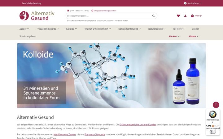 Screenshot von alternativgesund.de